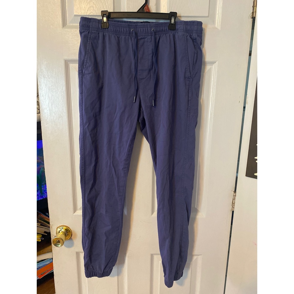 GAP Mens Lived-In Stretch Khaki Joggers Blue Purple Elastic Waist Pants Size M